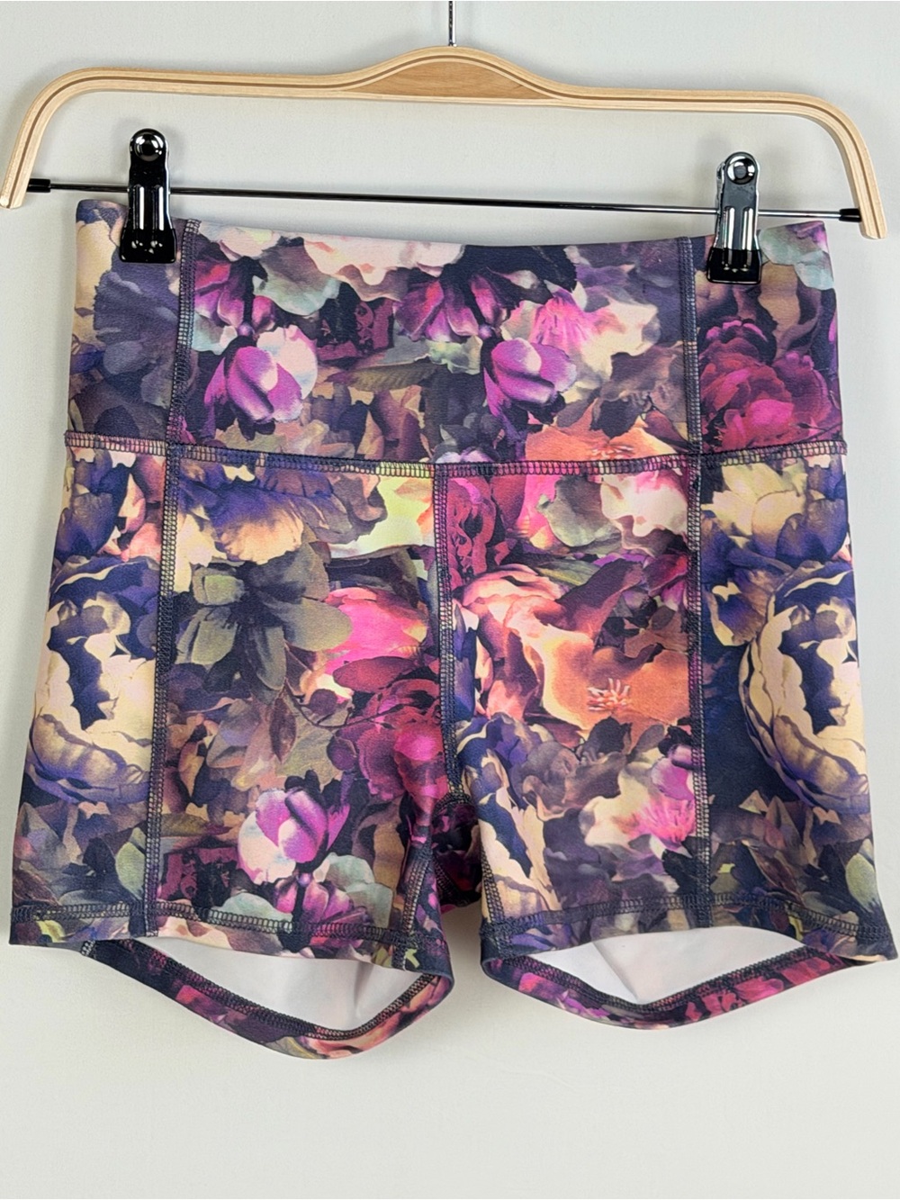 Jessica Simpson Floral Biker Shorts Multicolor Watercolor Print High Waist Small